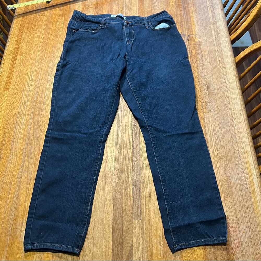 No Boundaries Women 17 Dark Wash Denim Straight Leg Mid Raise Stretch Jean *25-2